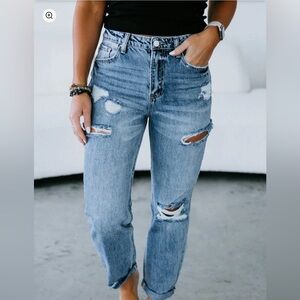 Risen barrel jeans